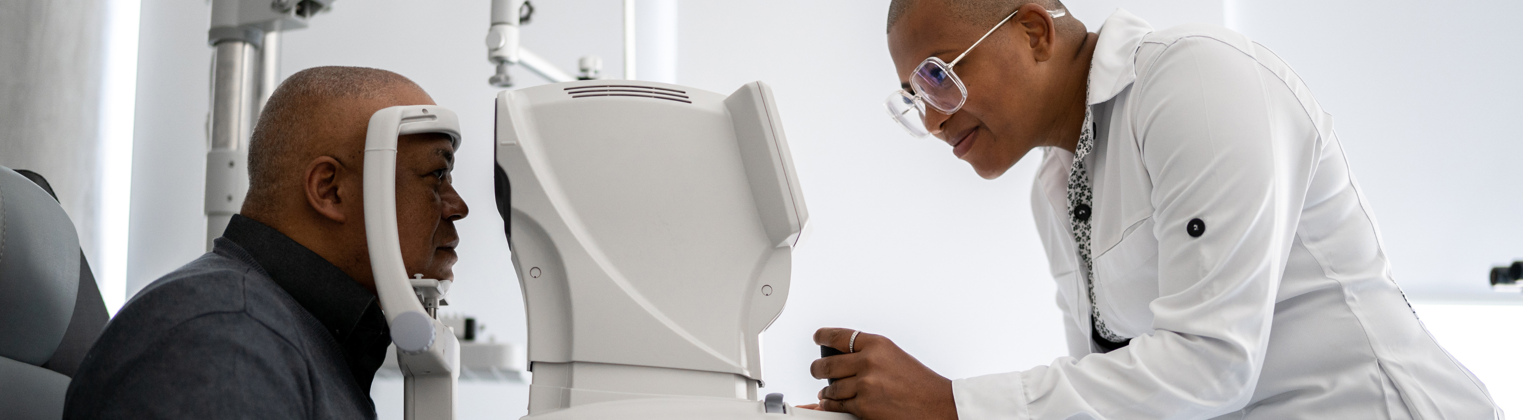 Older adult getting a vision examination